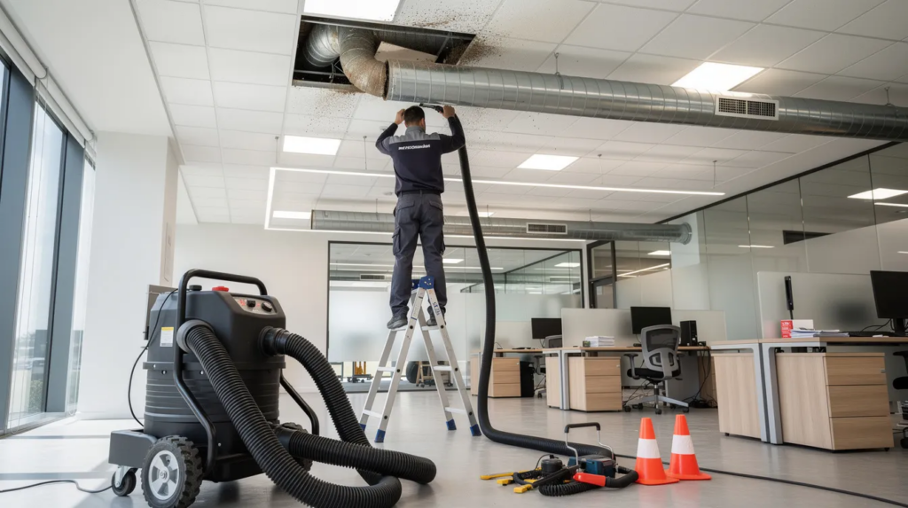 Clean commercial HVAC system helping reduce dust circulation throughout building