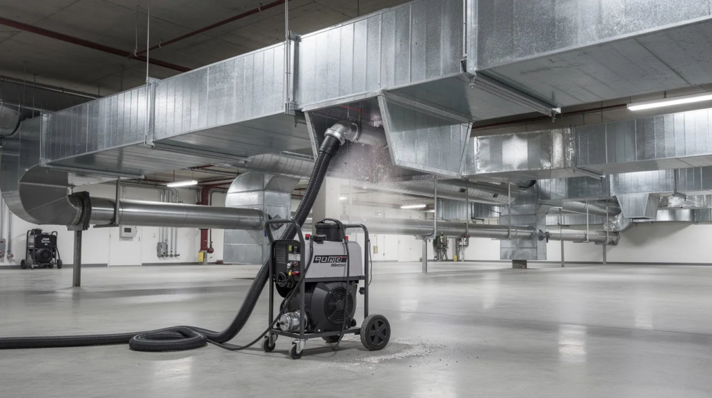 Clean commercial air ducts supporting healthier indoor air quality in office building